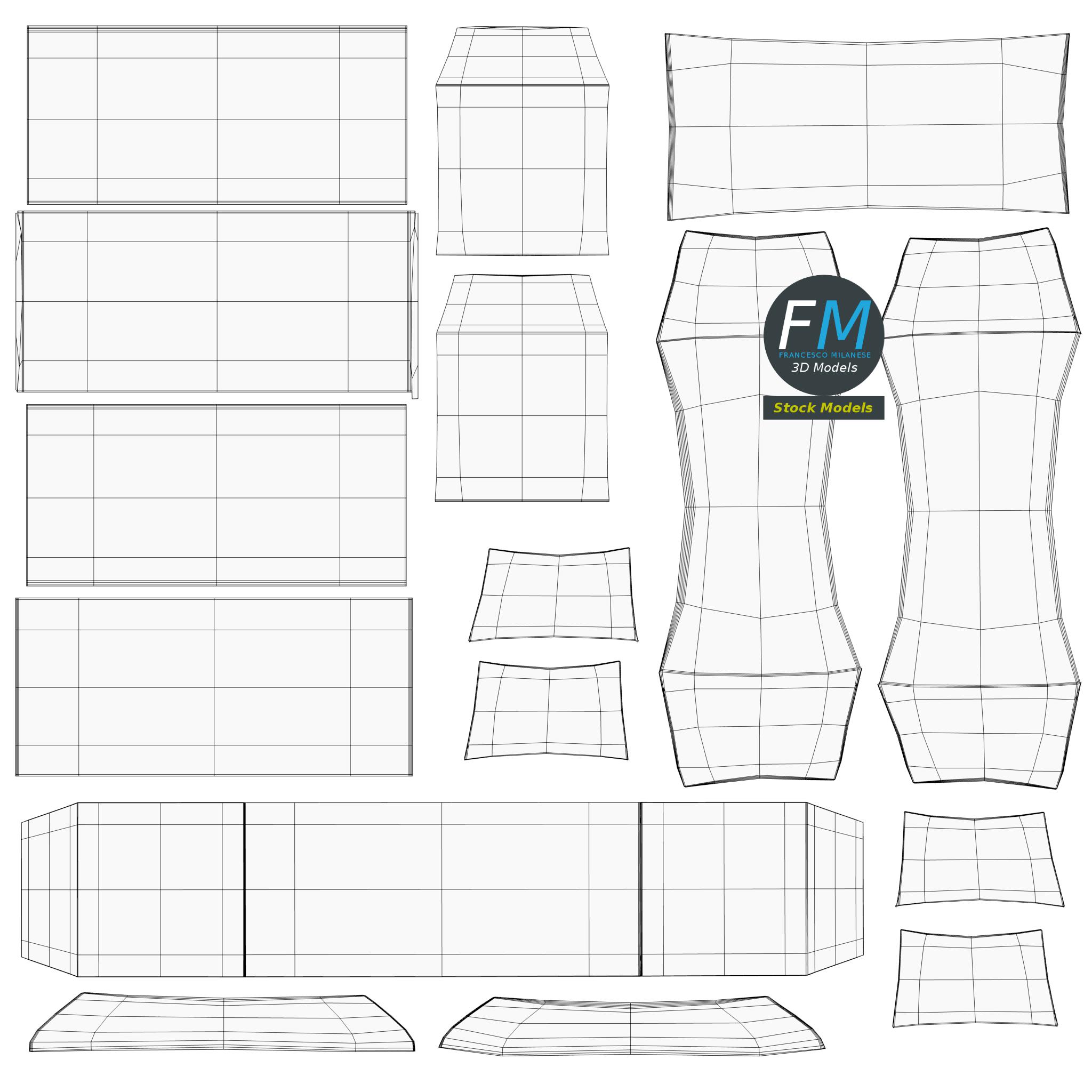 3D-Modell - Rechteckiger Karton mit Papiertüten - 12 3D-Modell - Rechteckiger Karton mit Papiertüten - 12