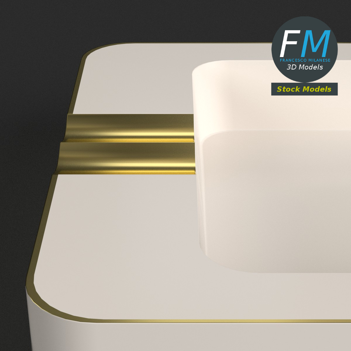 3D-Modell - Rechteckiger Keramikaschenbecher - 03