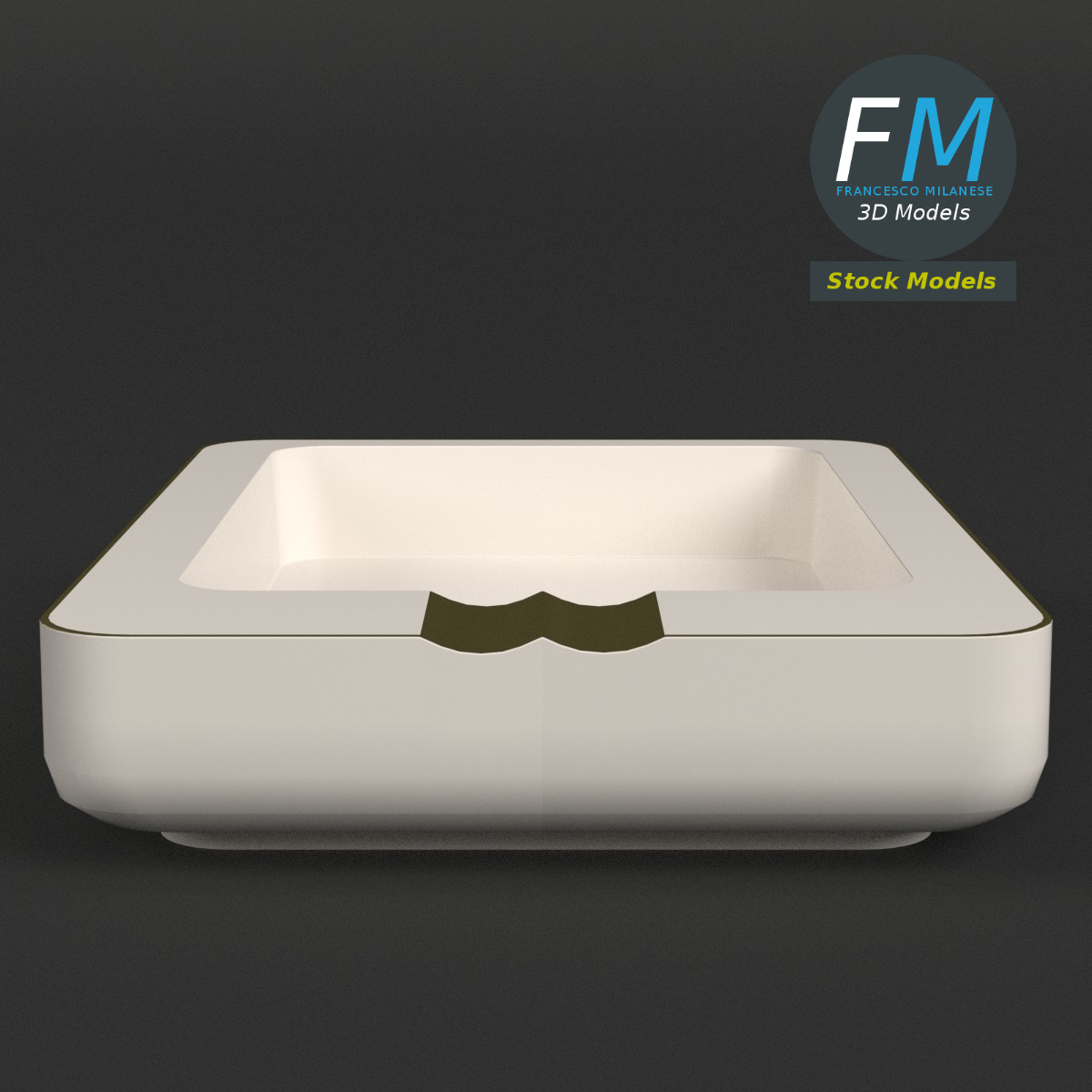 3D-Modell - Rechteckiger Keramikaschenbecher - 04
