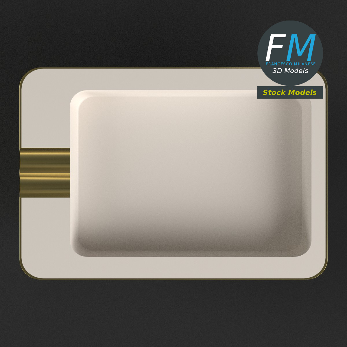 3D-Modell - Rechteckiger Keramikaschenbecher - 06