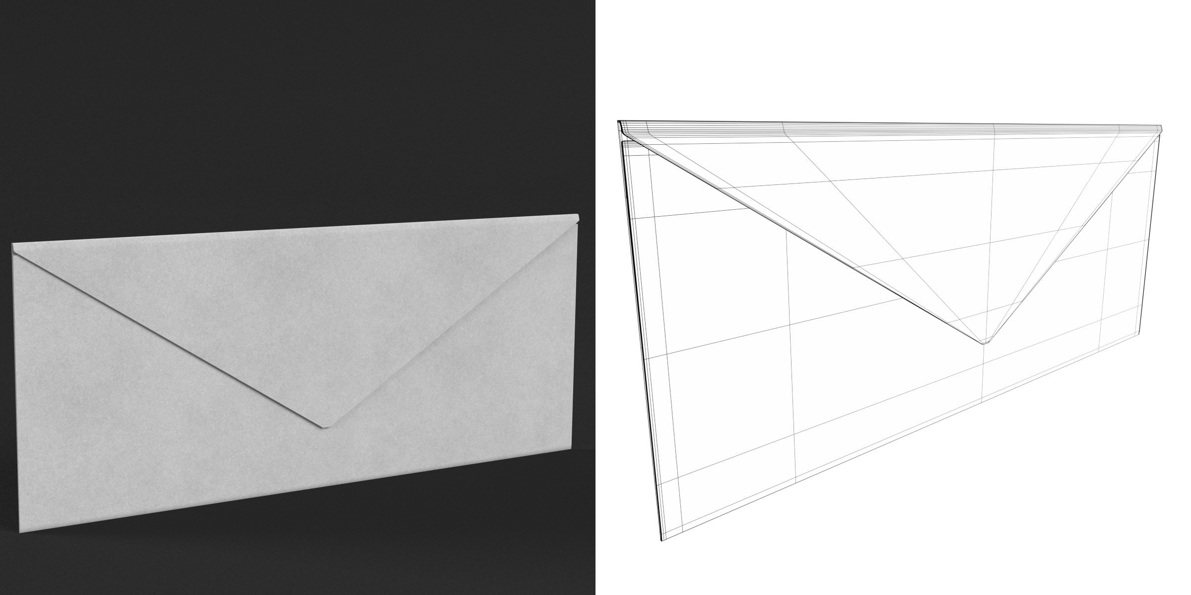3D-Modell - Geschlossener Rechteckiger Briefumschlag
