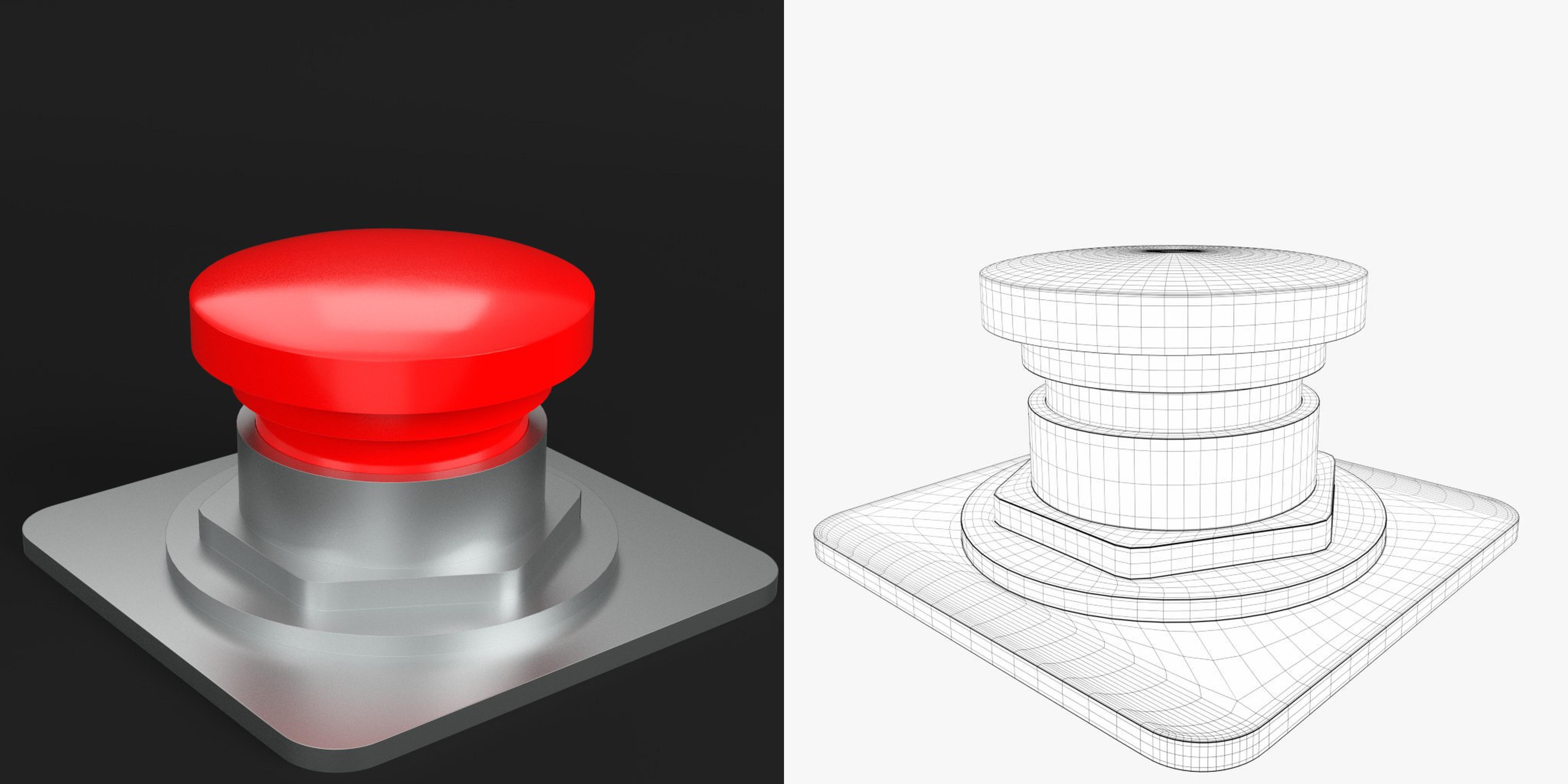 3D-Modell - Roter Druckknopf