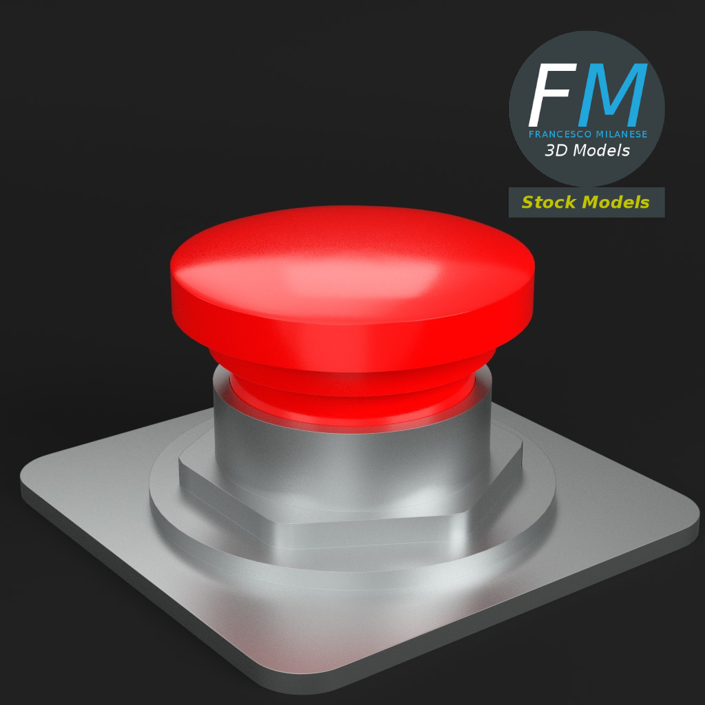3D-Modell - Roter Druckknopf - 01
