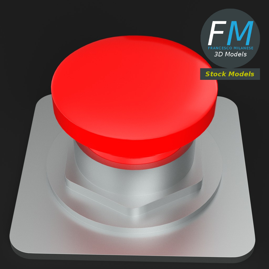 3D-Modell - Roter Druckknopf - 02
