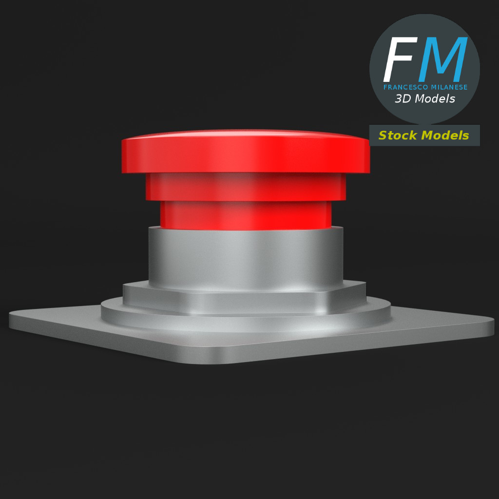 3D-Modell - Roter Druckknopf - 03