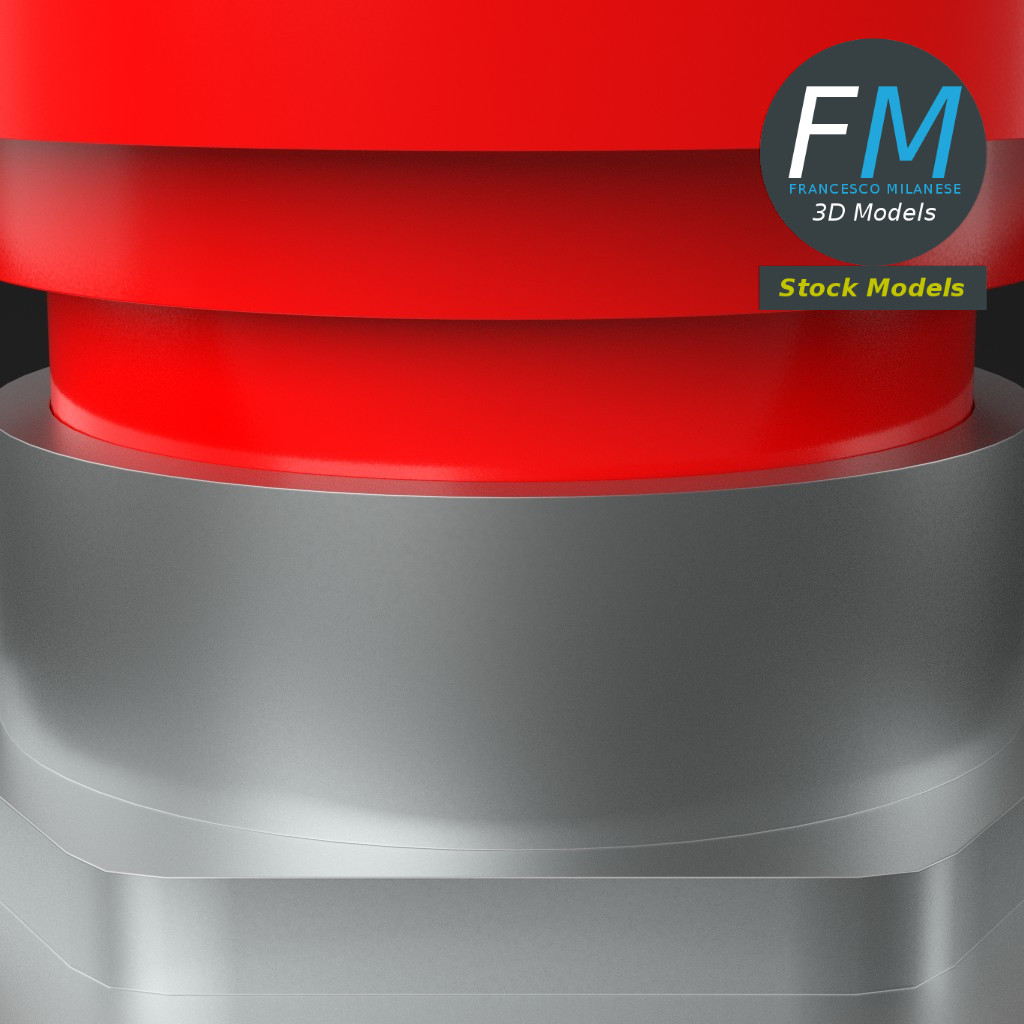 3D-Modell - Roter Druckknopf - 05