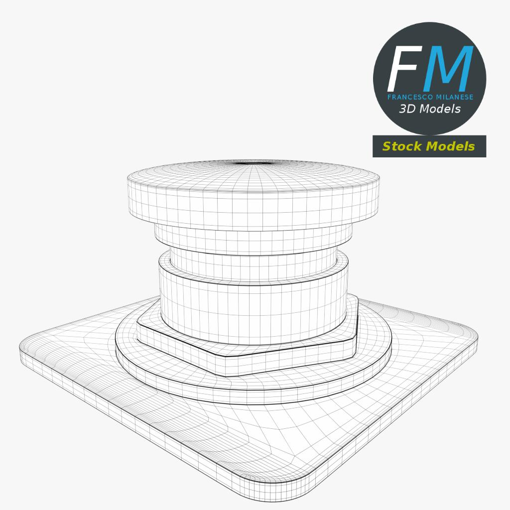 3D-Modell - Roter Druckknopf - 07