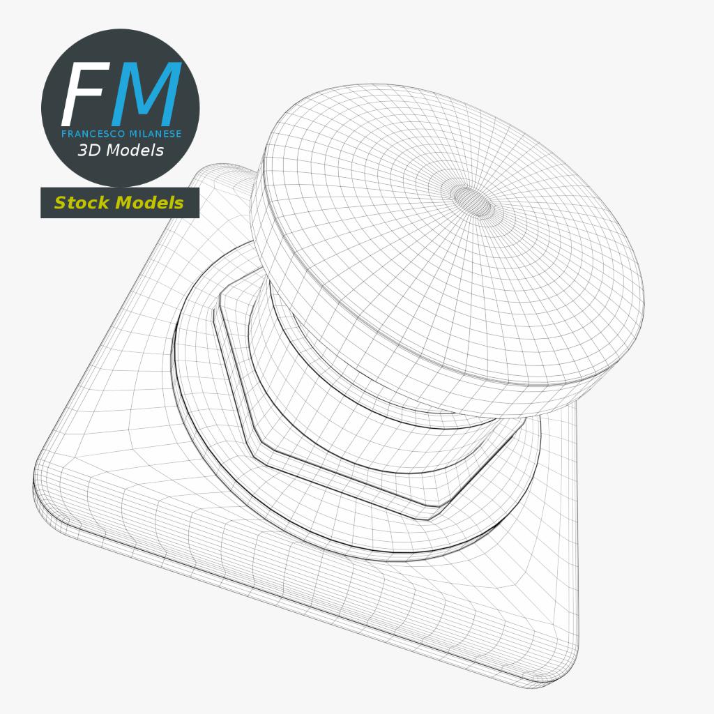 3D-Modell - Roter Druckknopf - 08