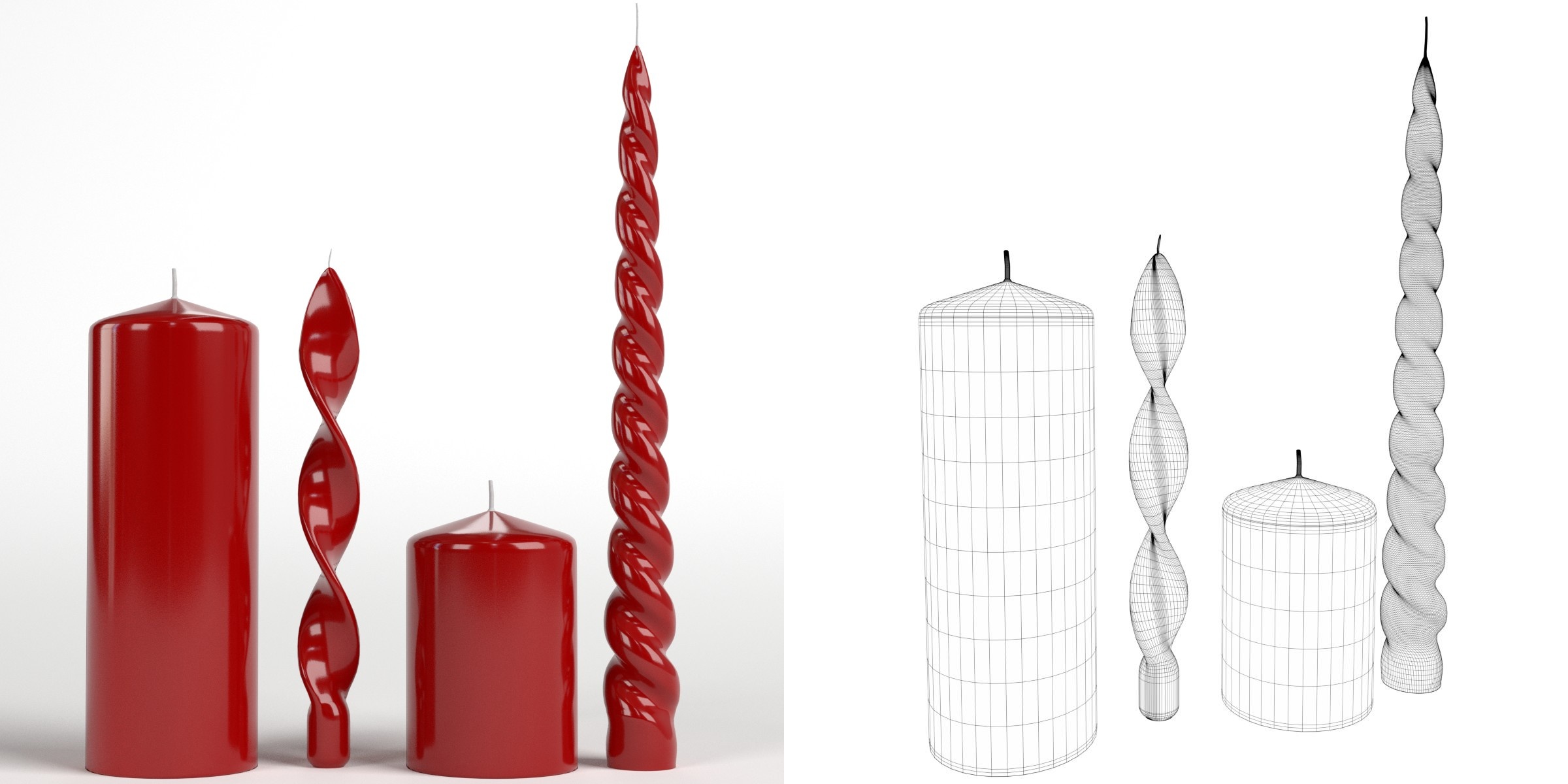 3D-Modell - Rote Kerzen