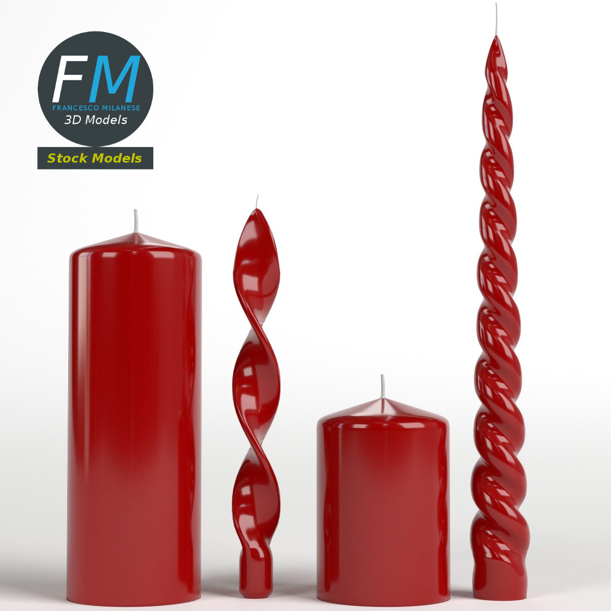 3D-Modell - Rote Kerzen - 01