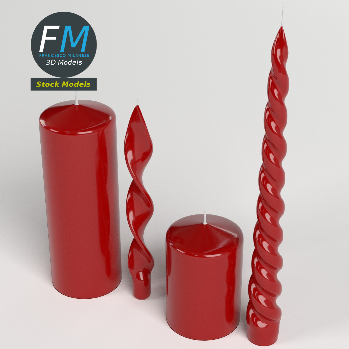 3D-Modell - Rote Kerzen - 02