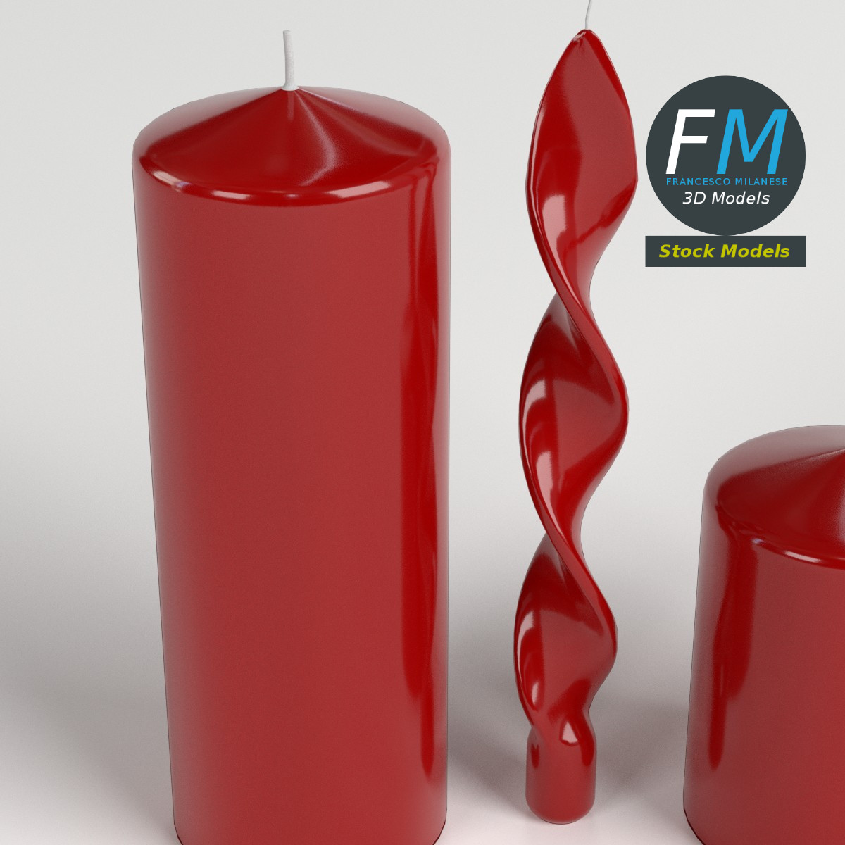 3D-Modell - Rote Kerzen - 03