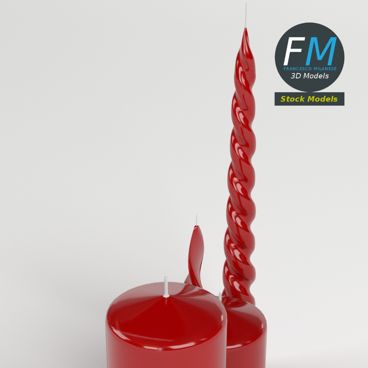 3D-Modell - Rote Kerzen - 04