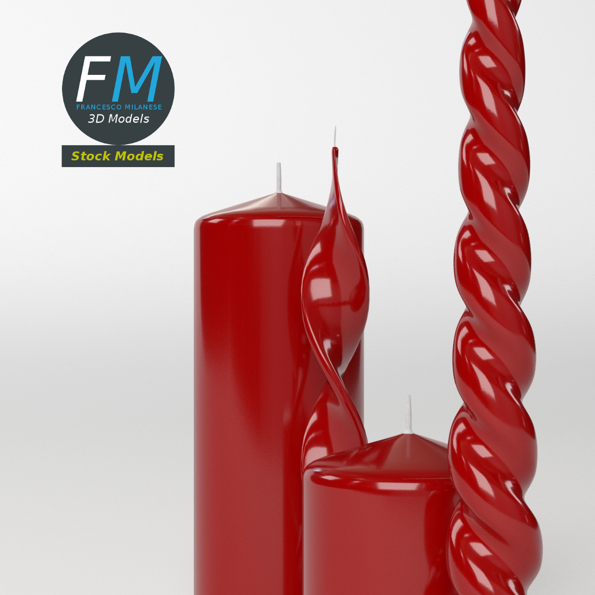 3D-Modell - Rote Kerzen - 05