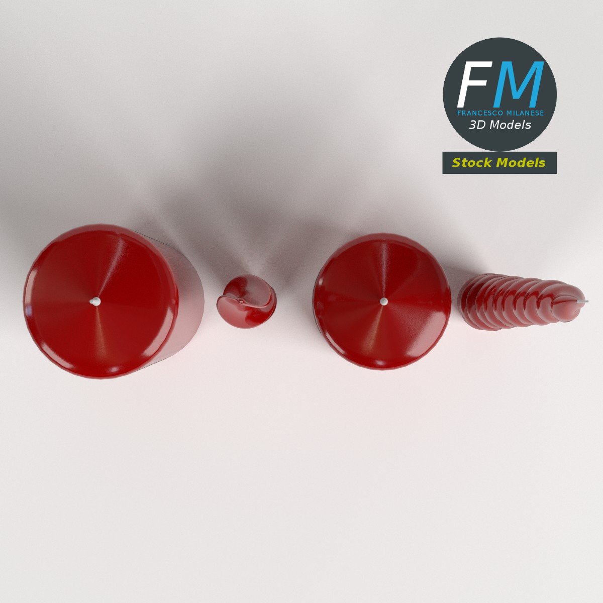 3D-Modell - Rote Kerzen - 06