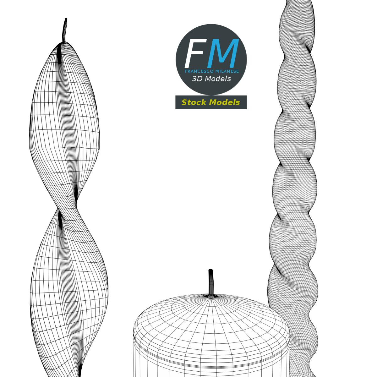 3D-Modell - Rote Kerzen - 08