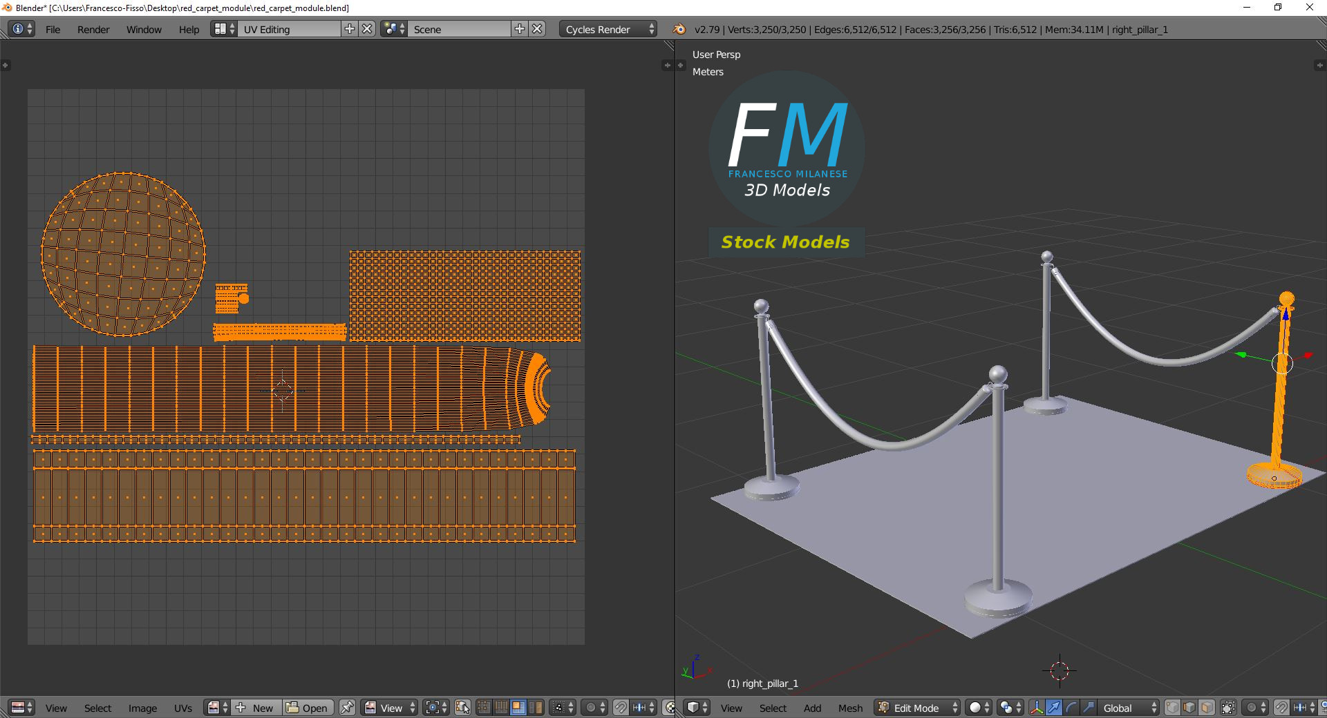 3D-Modell - Roter Teppich Modul - 10