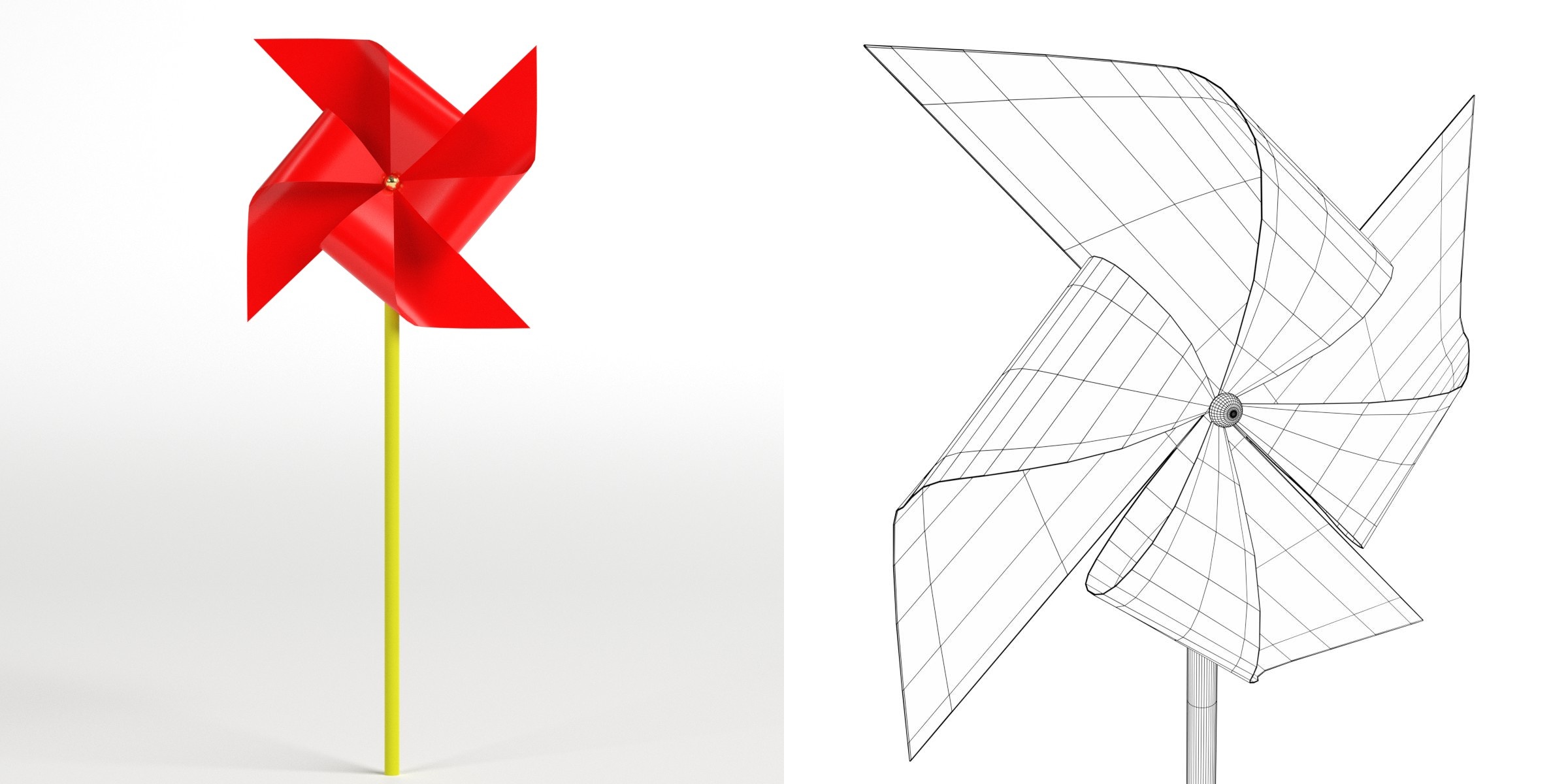 3D-Modell - Rotes Windrad