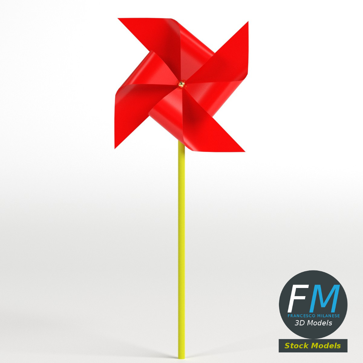 3D-Modell - Rotes Windrad - 01