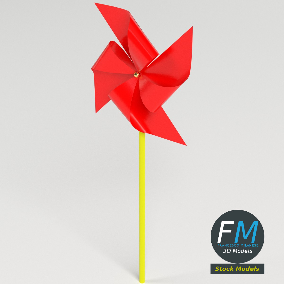 3D-Modell - Rotes Windrad - 02