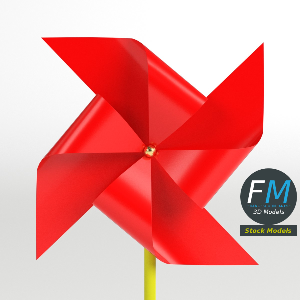3D-Modell - Rotes Windrad - 03