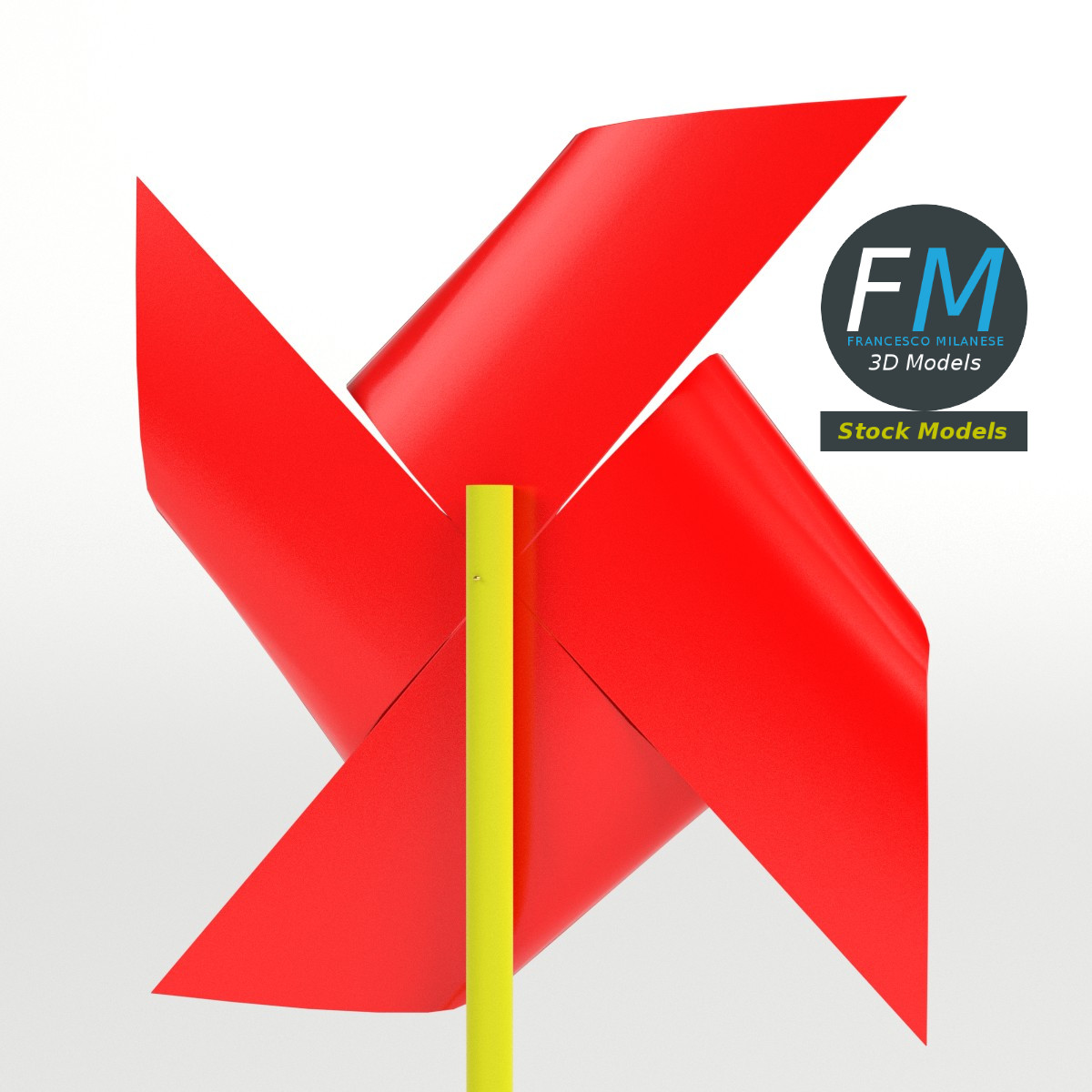 3D-Modell - Rotes Windrad - 04
