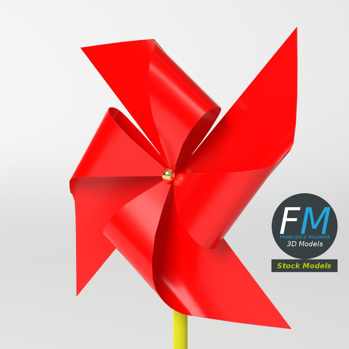 3D-Modell - Rotes Windrad - 05