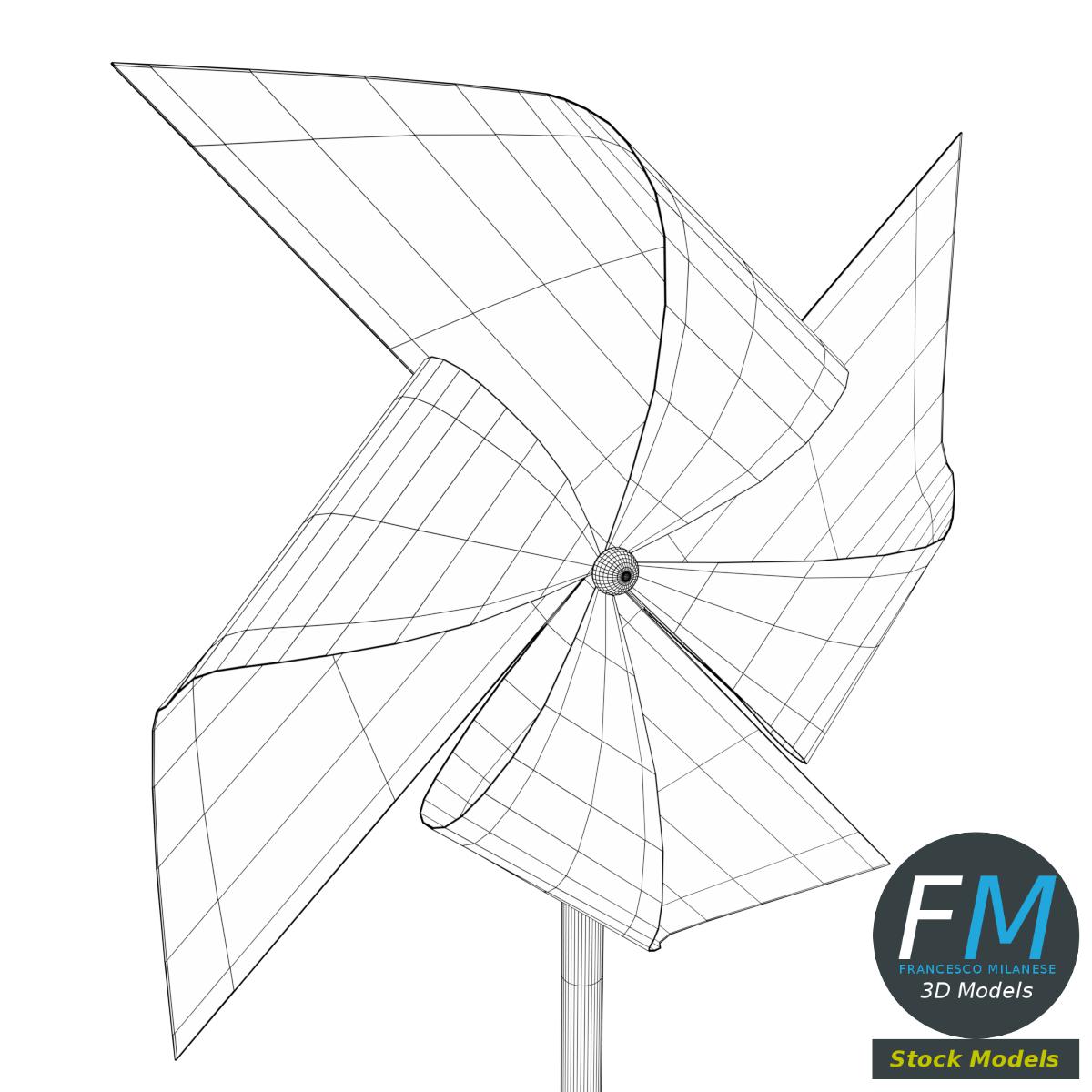 3D-Modell - Rotes Windrad - 07
