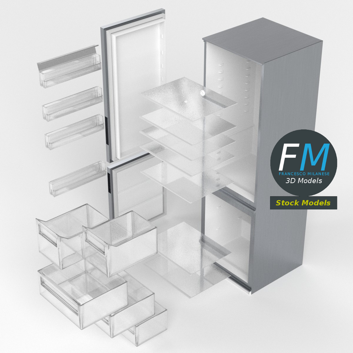 3D-Modell - Kühlschrank - 02
