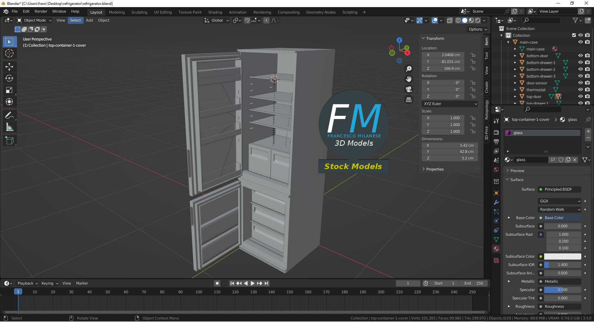 3D-Modell - Kühlschrank - 09