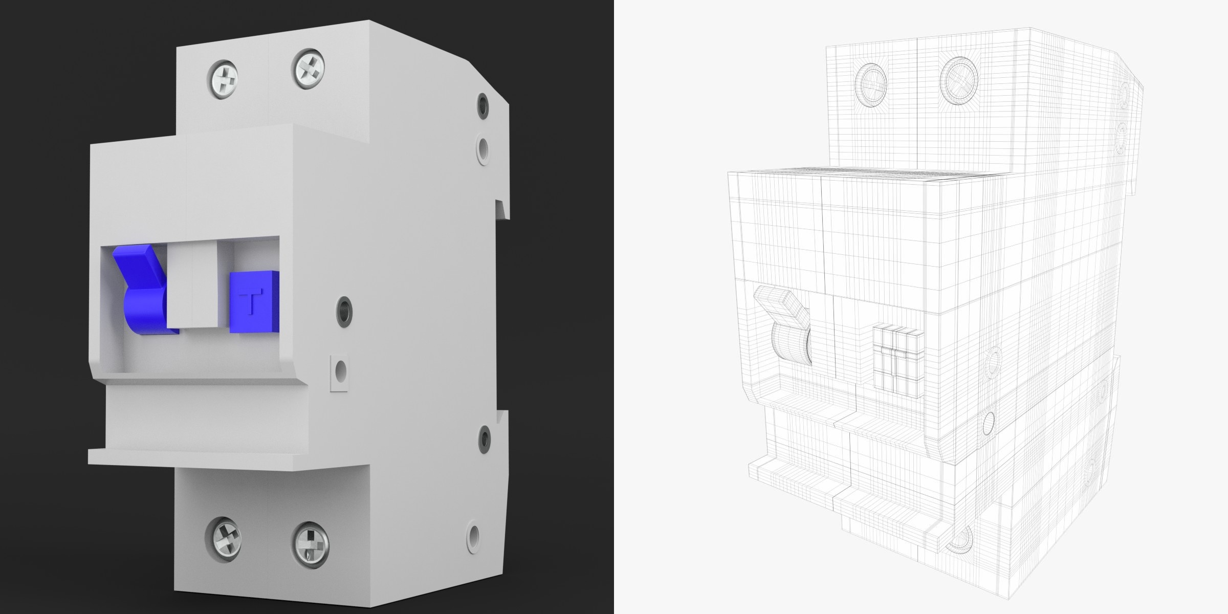 3D-Modell - Fehlerstromschutzschalter