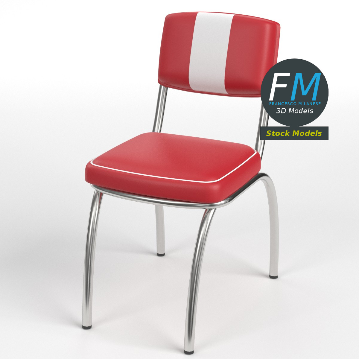 3D-Modell - Retro-Dinerstuhl - 01