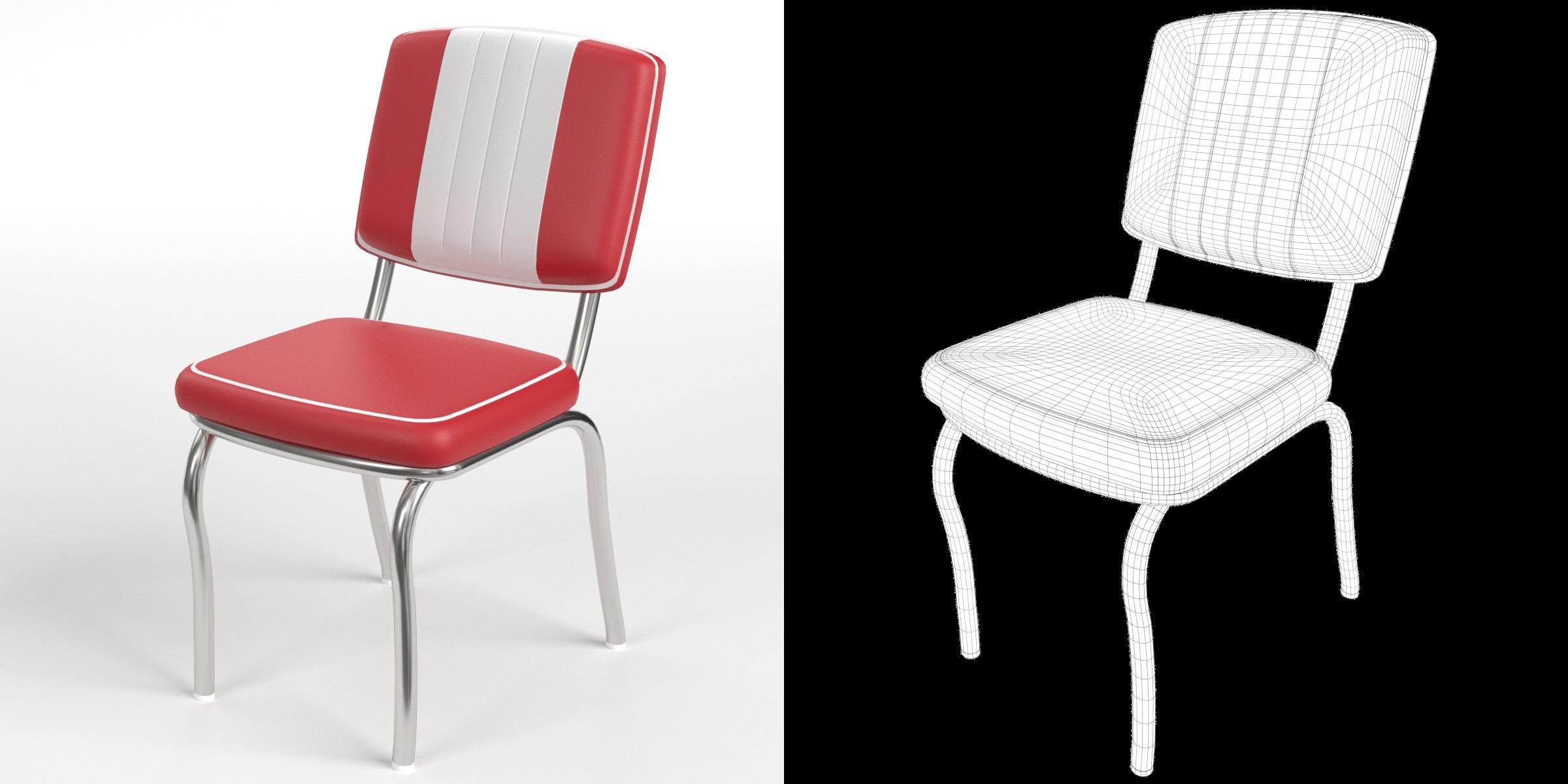3D-Modell - Retro-Dinerstuhl