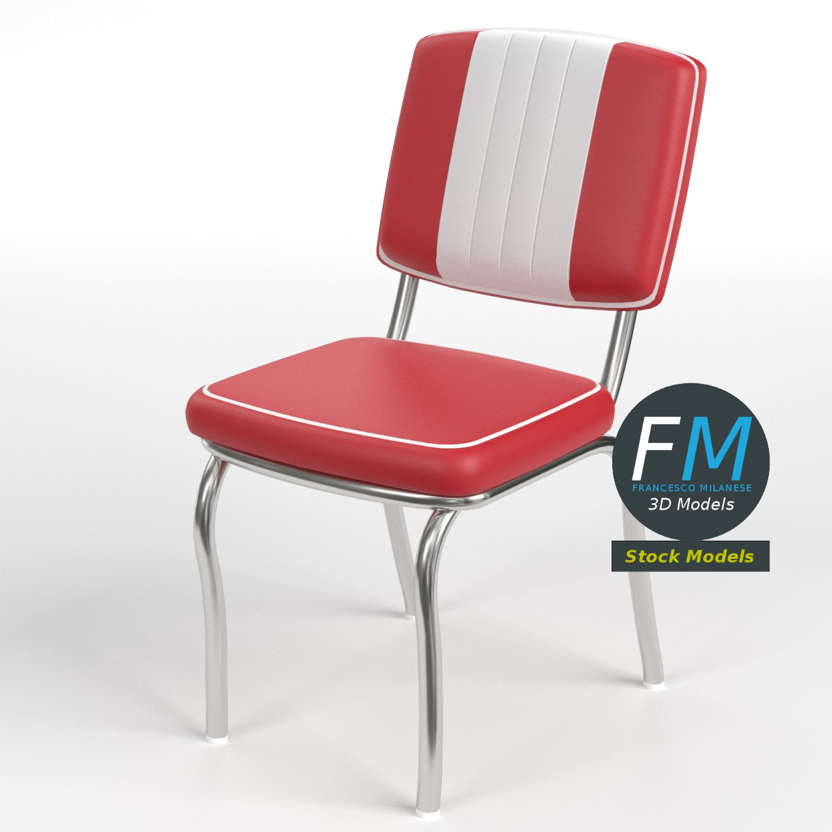 3D-Modell - Retro-Dinerstuhl - 01