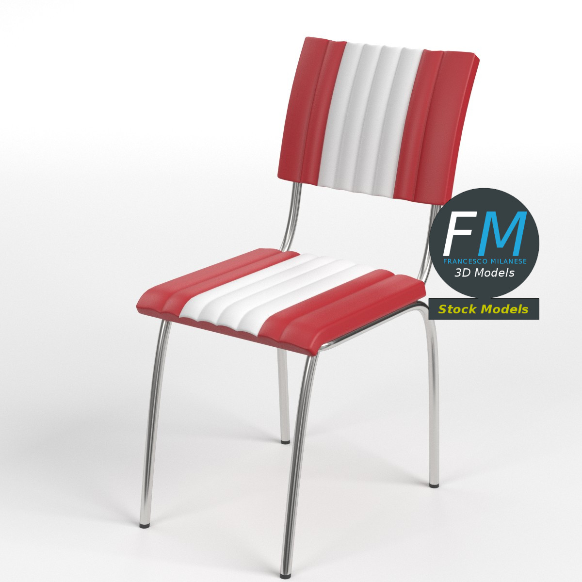 3D-Modell - Retro-Dinerstuhl - 01