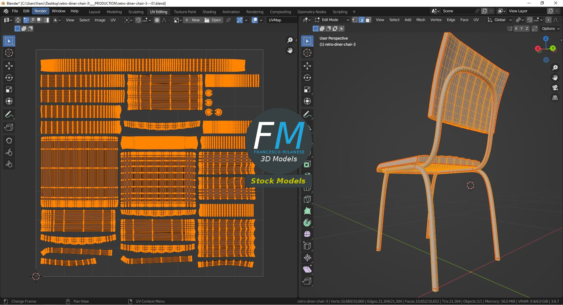 3D-Modell - Retro-Dinerstuhl - 10