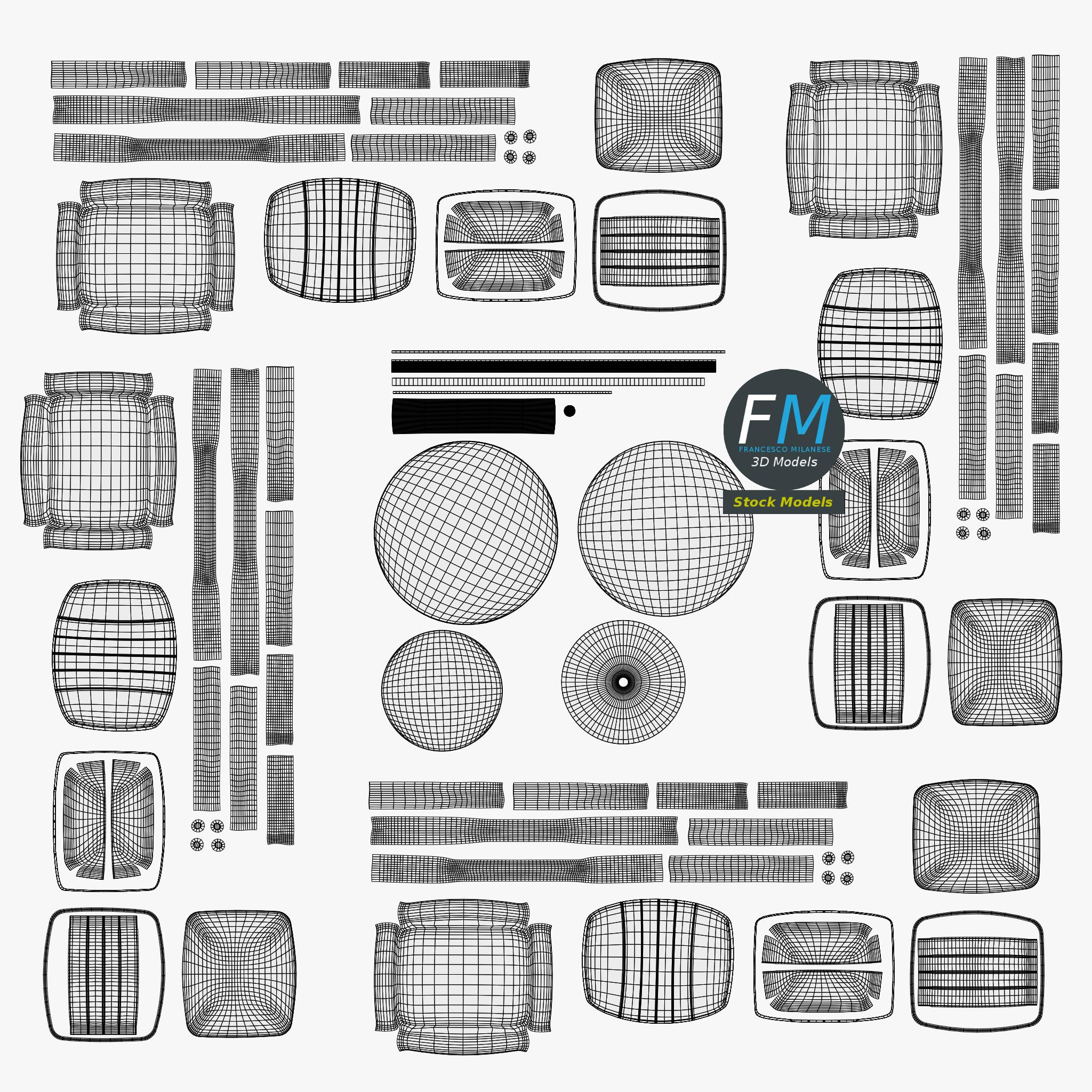 3D-Modell - Retro-Dinertisch und Stühle - 11 3D-Modell - Retro-Dinertisch und Stühle - 11