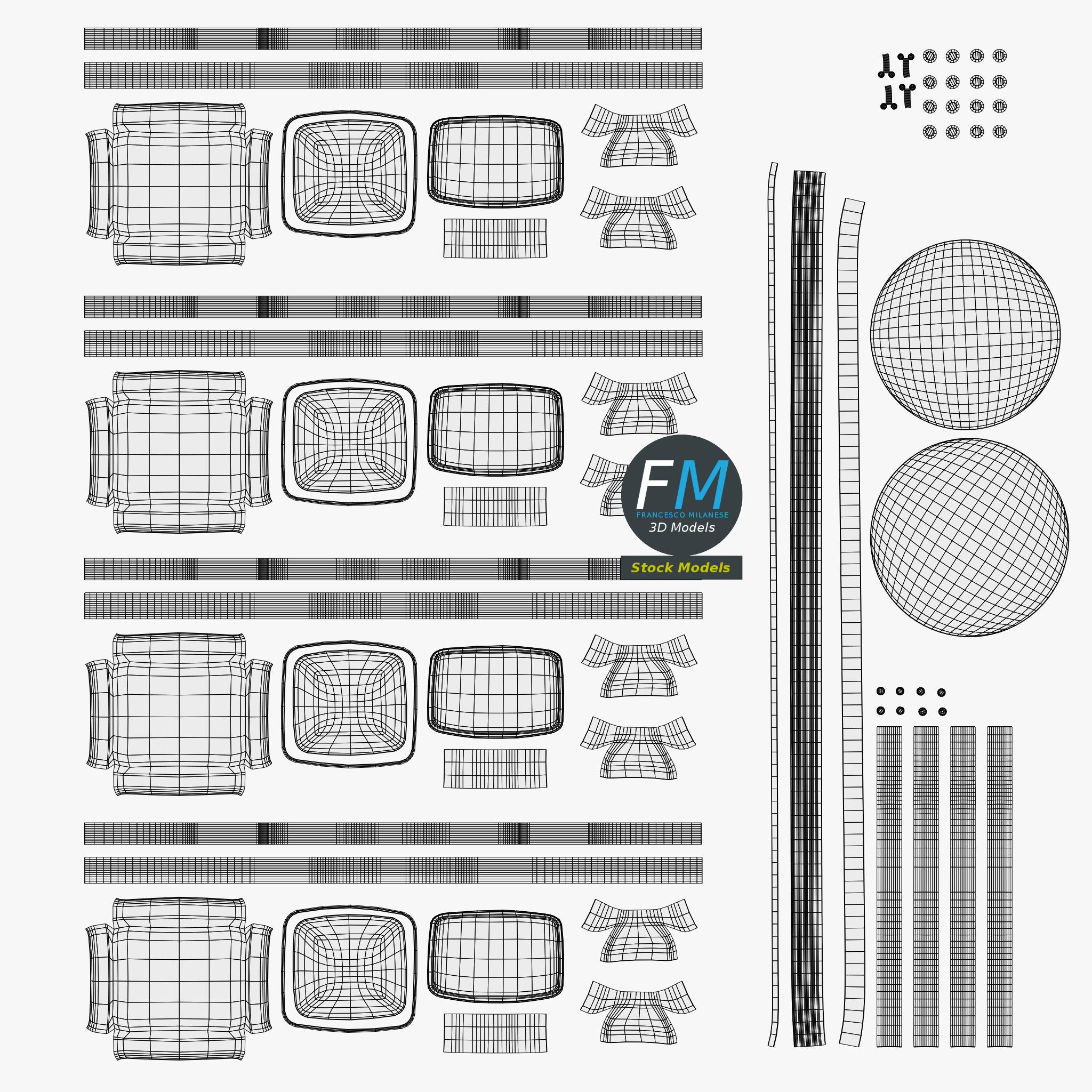 3D-Modell - Retro-Dinertisch und Stühle - 11 3D-Modell - Retro-Dinertisch und Stühle - 11
