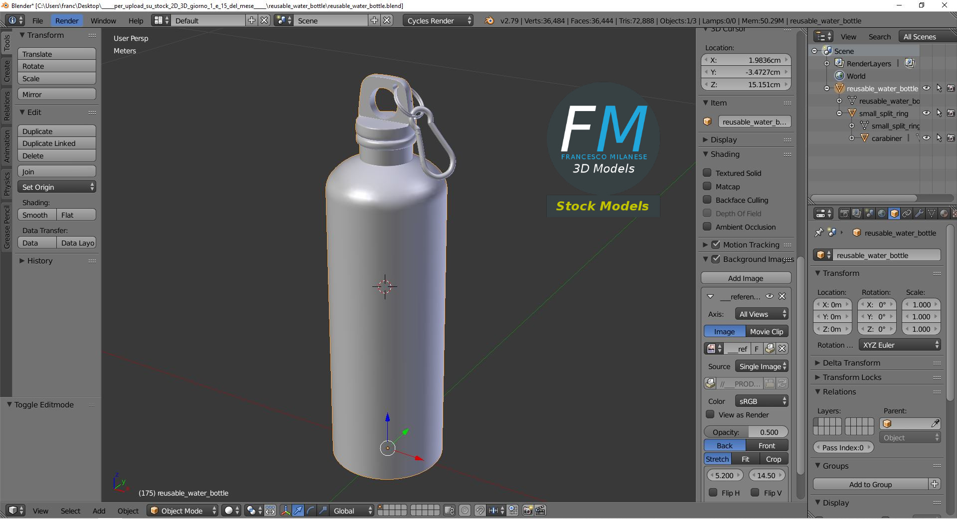 3D-Modell - Wiederverwendbare Trinkflasche - 09