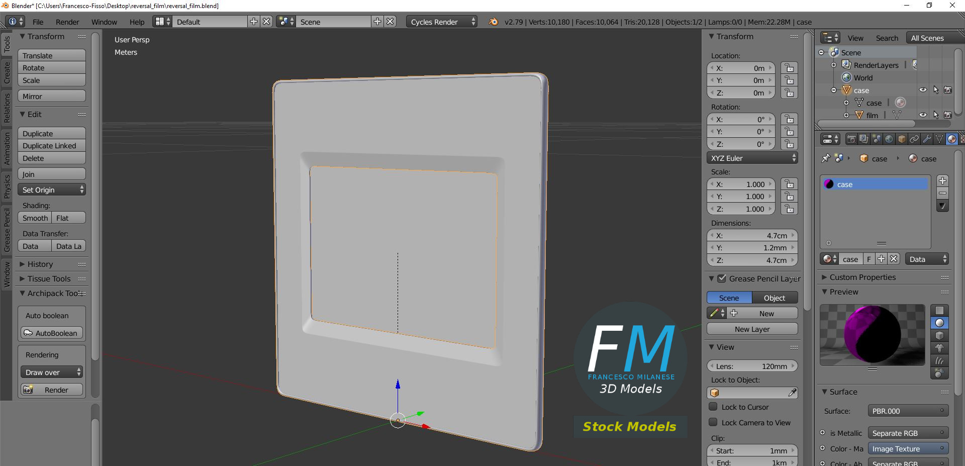 3D-Modell - Gerahmtes Umkehrfilm-Dia - 09