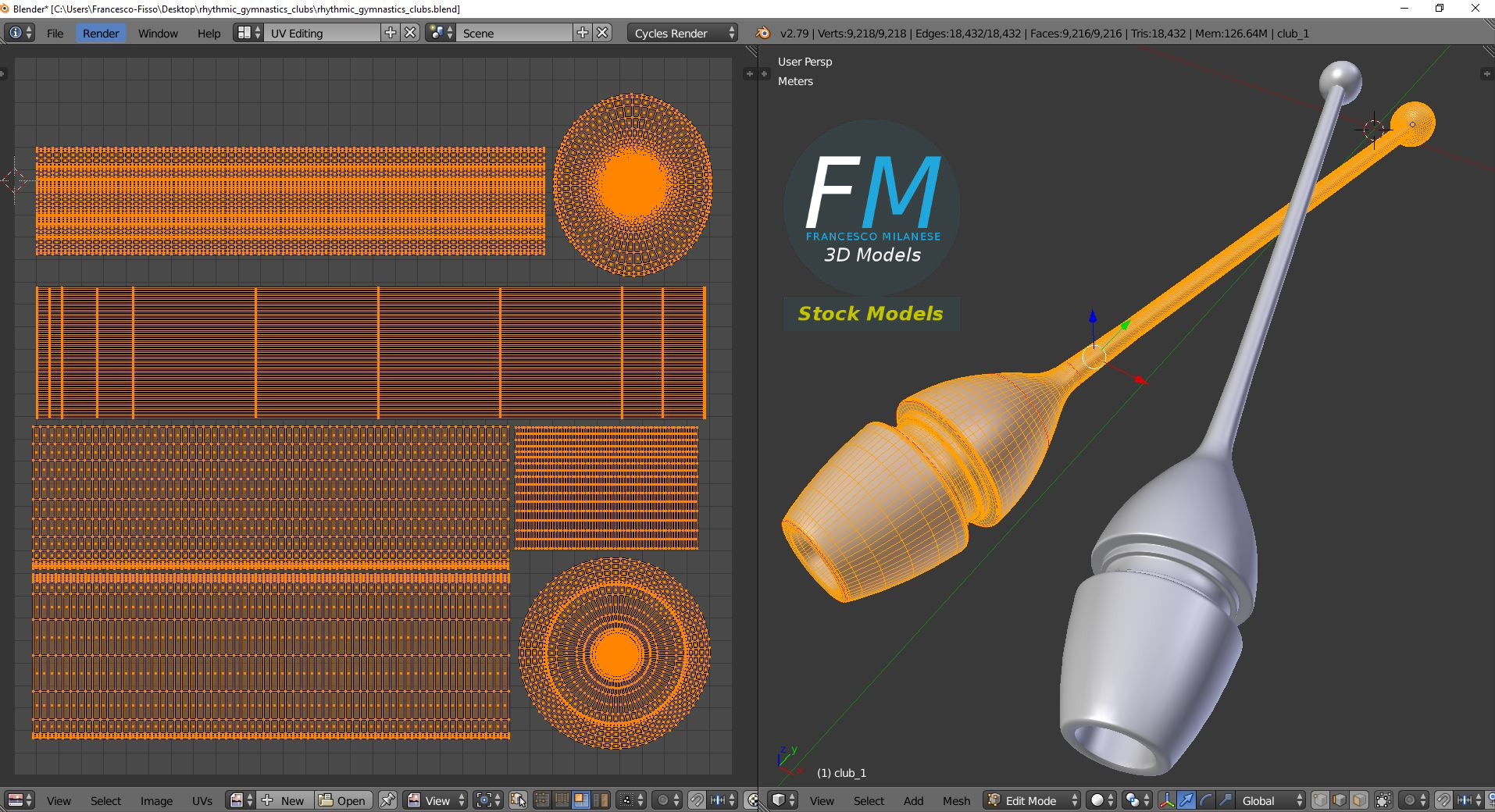 3D-Modell - Keulen für Rhythmische Sportgymnastik - 10