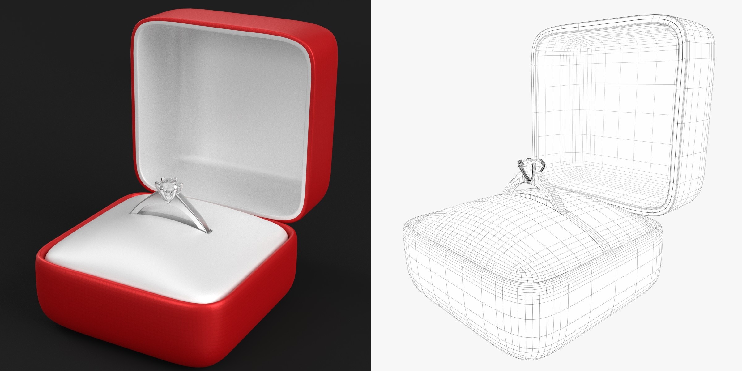 3D-Modell - Ringetui mit Diamantring