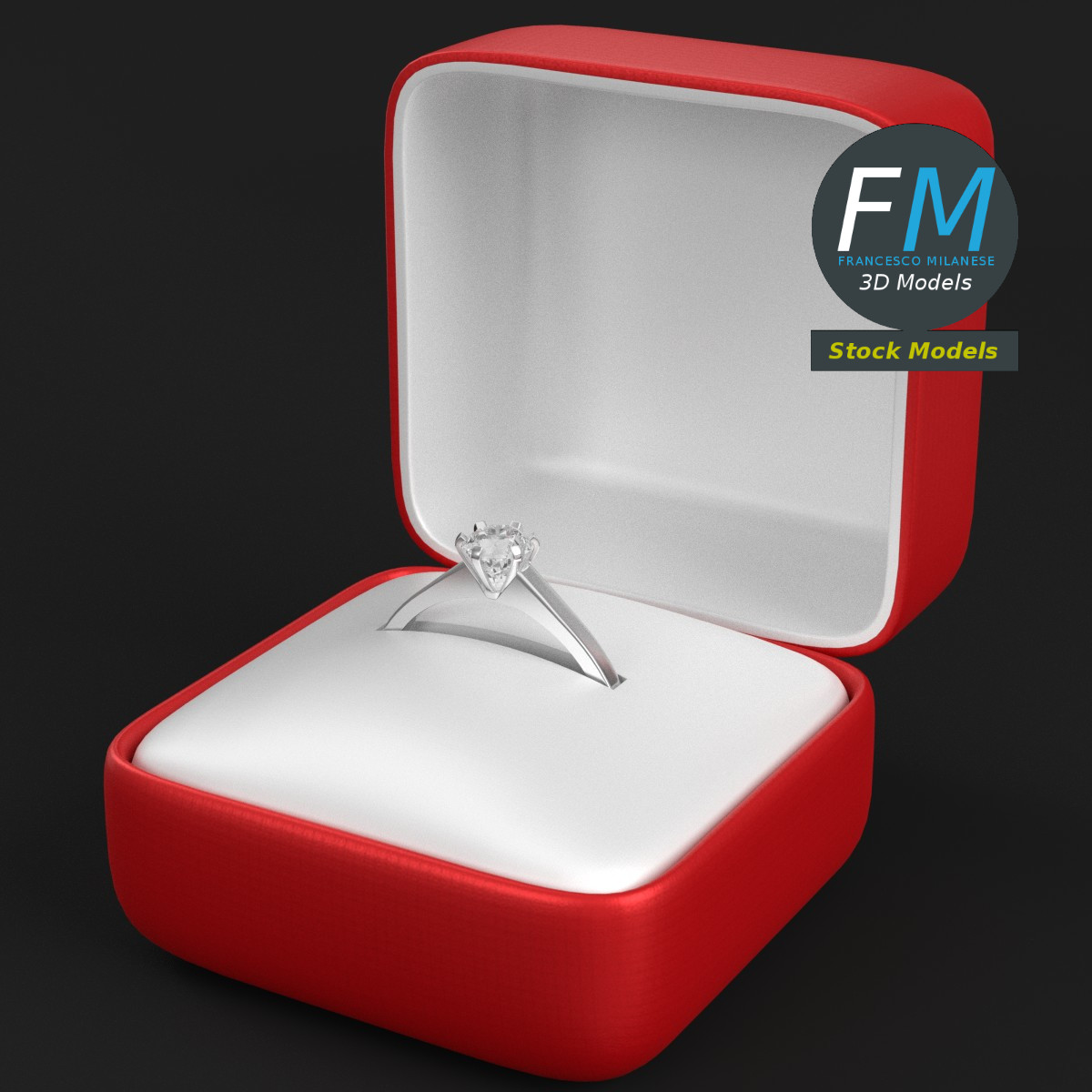 3D-Modell - Ringetui mit Diamantring - 01