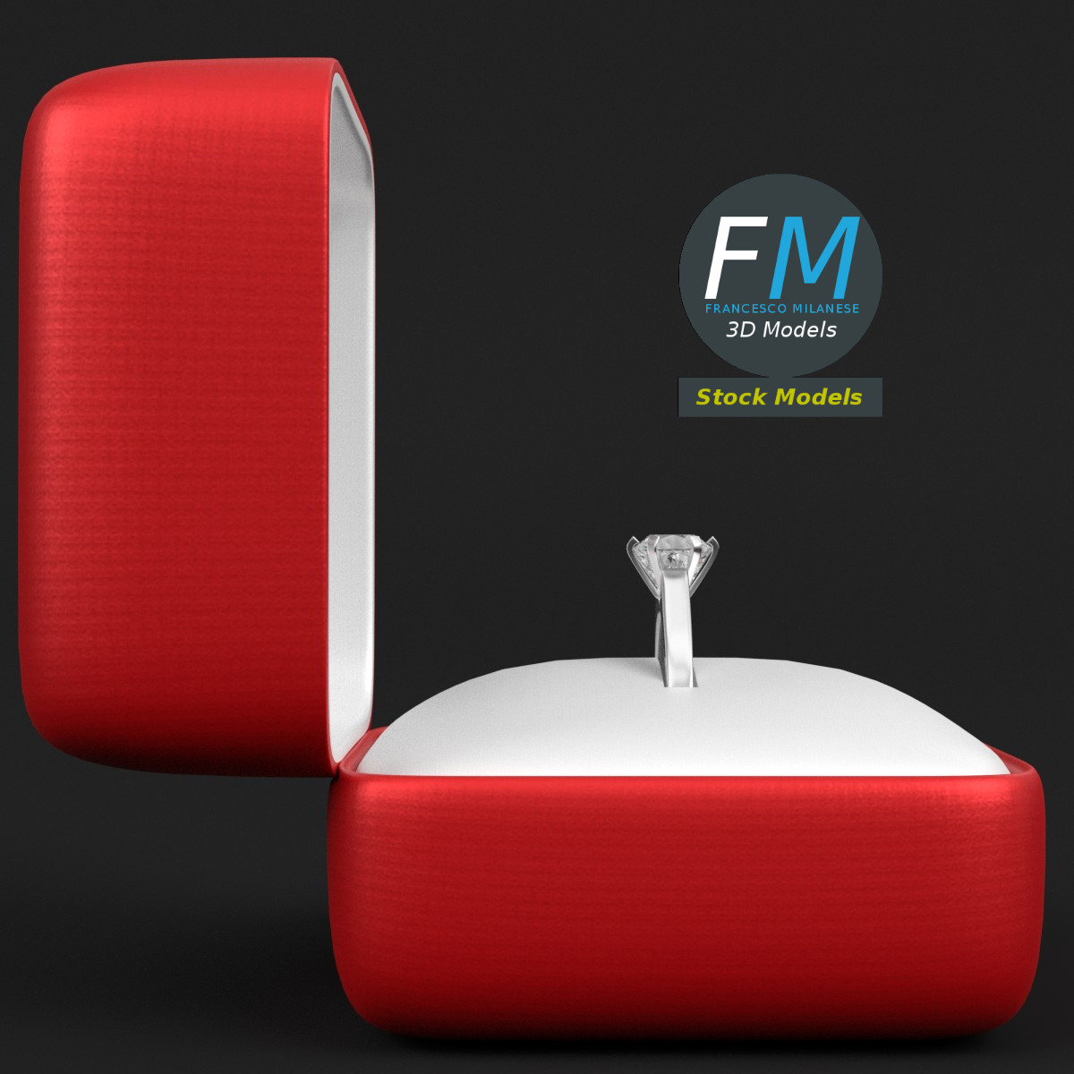 3D-Modell - Ringetui mit Diamantring - 04