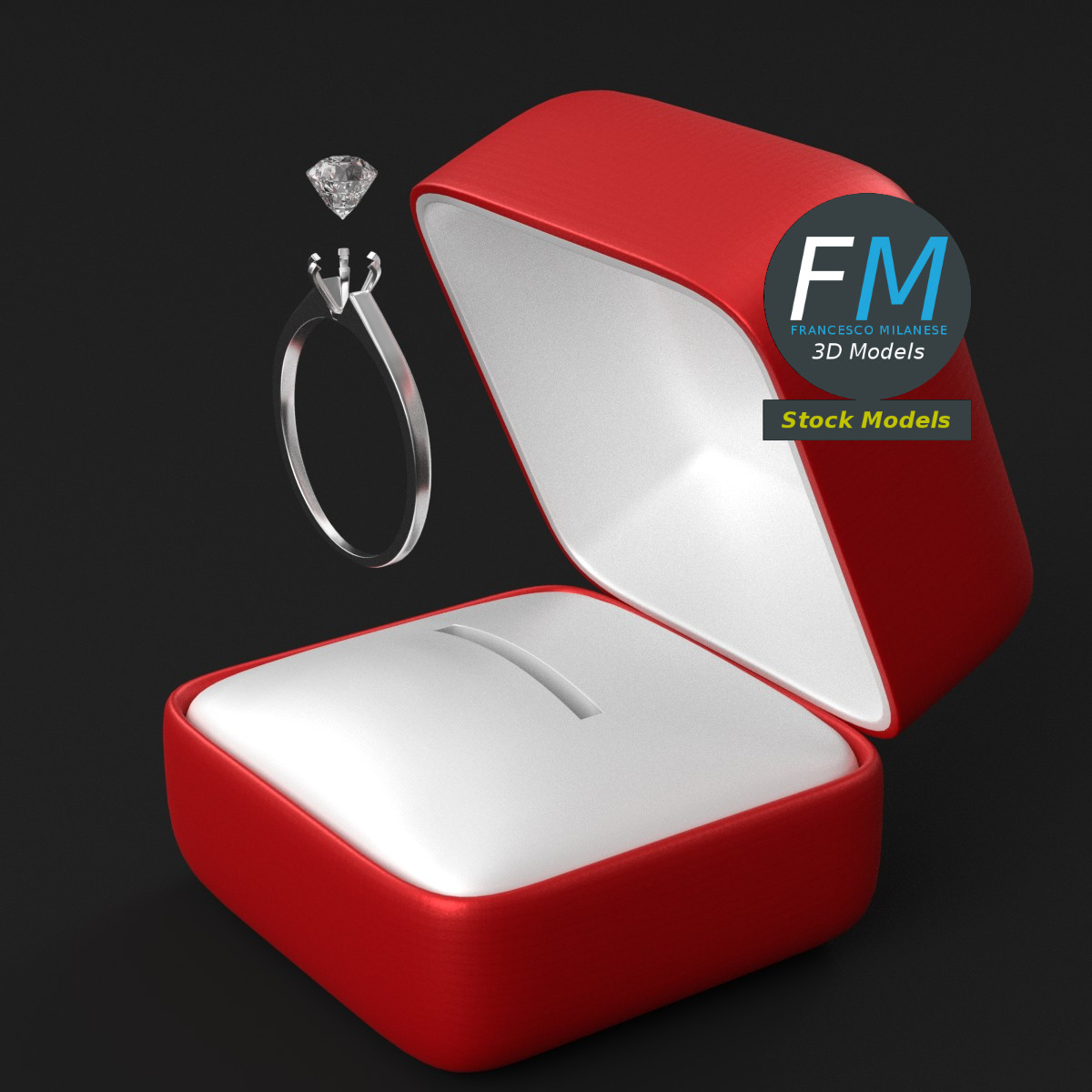 3D-Modell - Ringetui mit Diamantring - 05