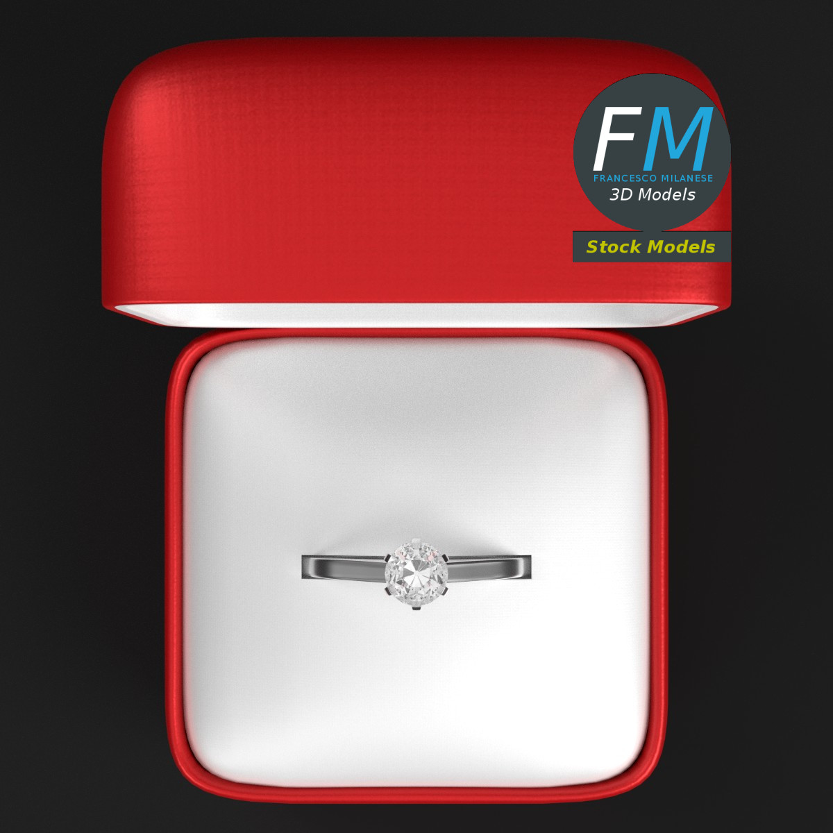 3D-Modell - Ringetui mit Diamantring - 06