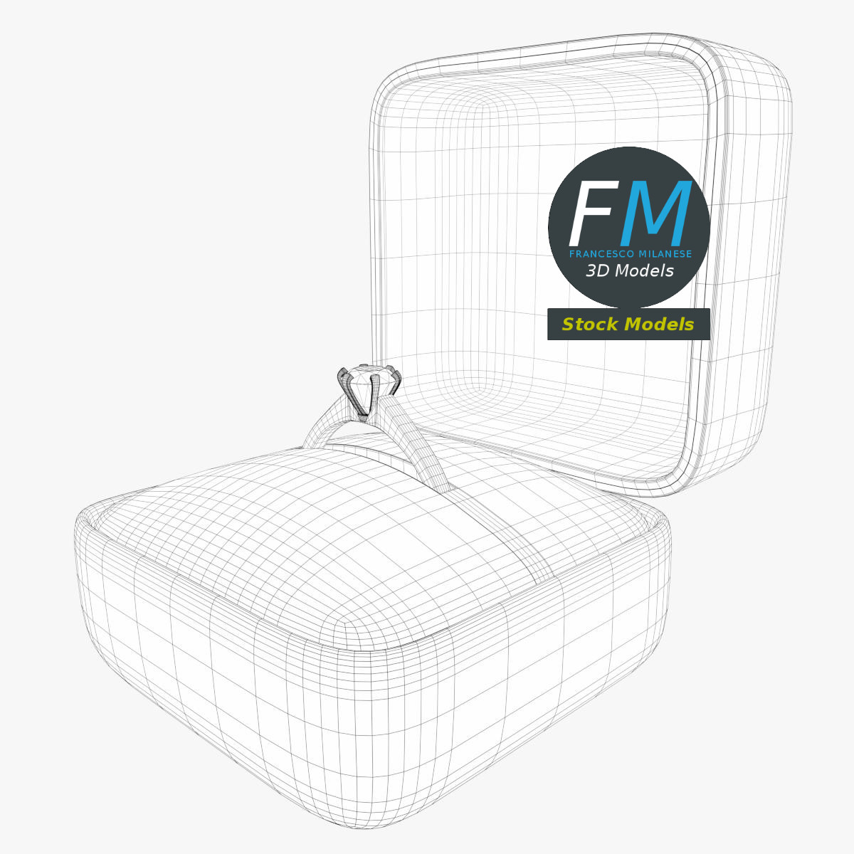 3D-Modell - Ringetui mit Diamantring - 07