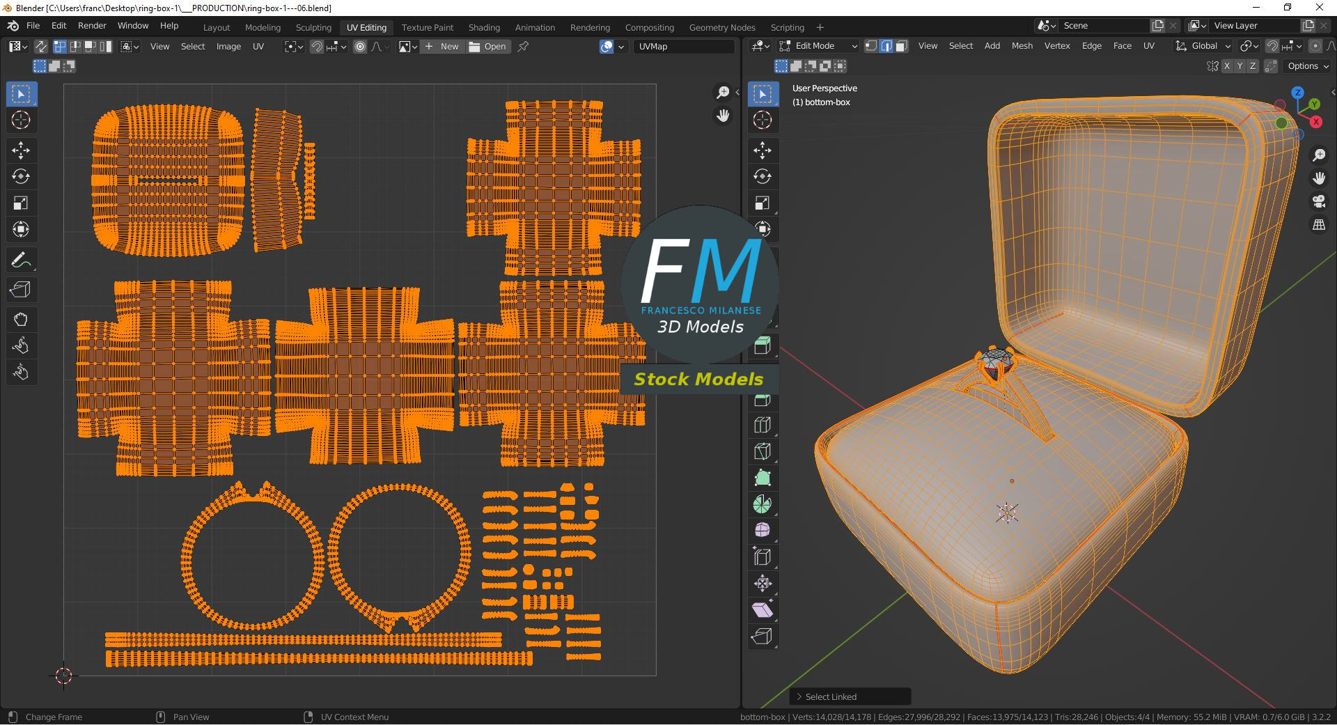 3D-Modell - Ringetui mit Diamantring - 10