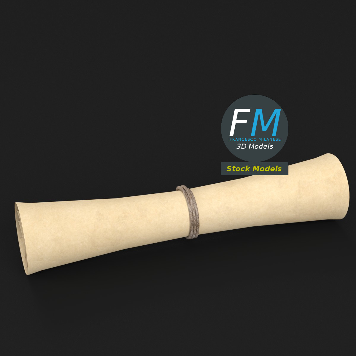 3D-Modell - Aufgerollte Papierrolle - 02
