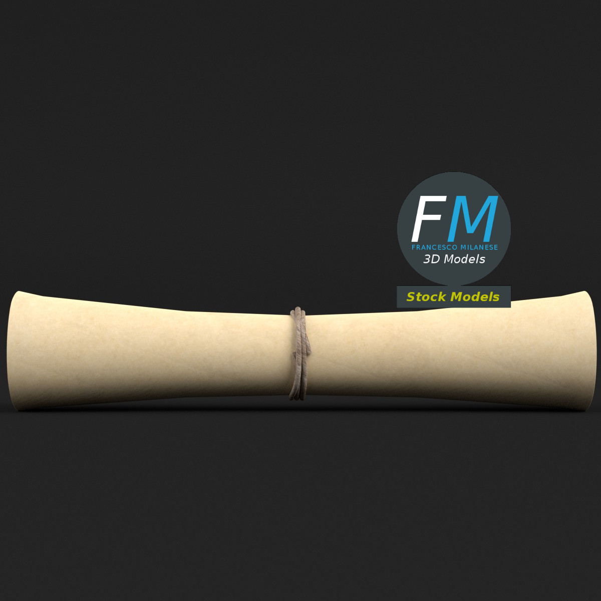 3D-Modell - Aufgerollte Papierrolle - 04